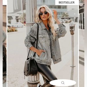 VICI Studded Denim Jacket - Light Wash